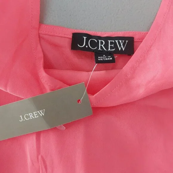 J Crew Coral Pink Satin Slip Dress 6 New Midi V Neck Summer Sleeveless Feminine - Picture 6 of 11
